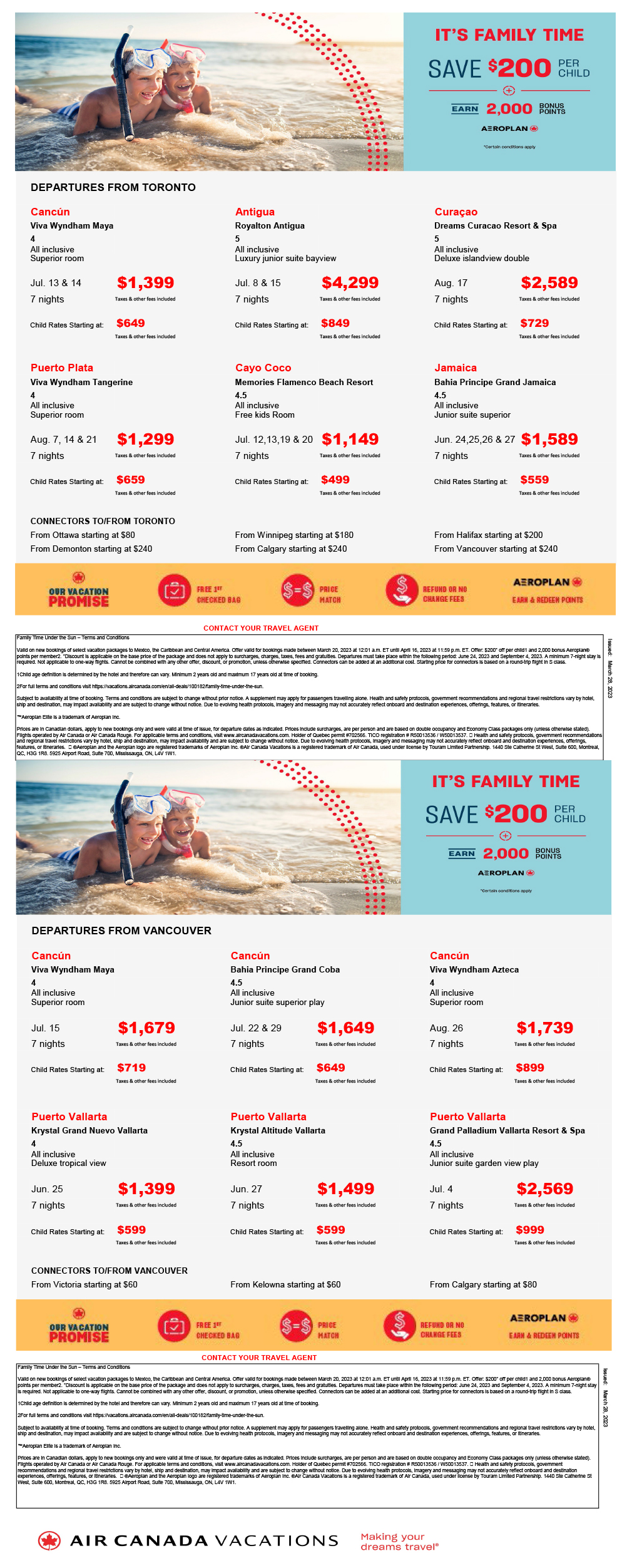 Family Vacations Packages With Air Canada Vacations